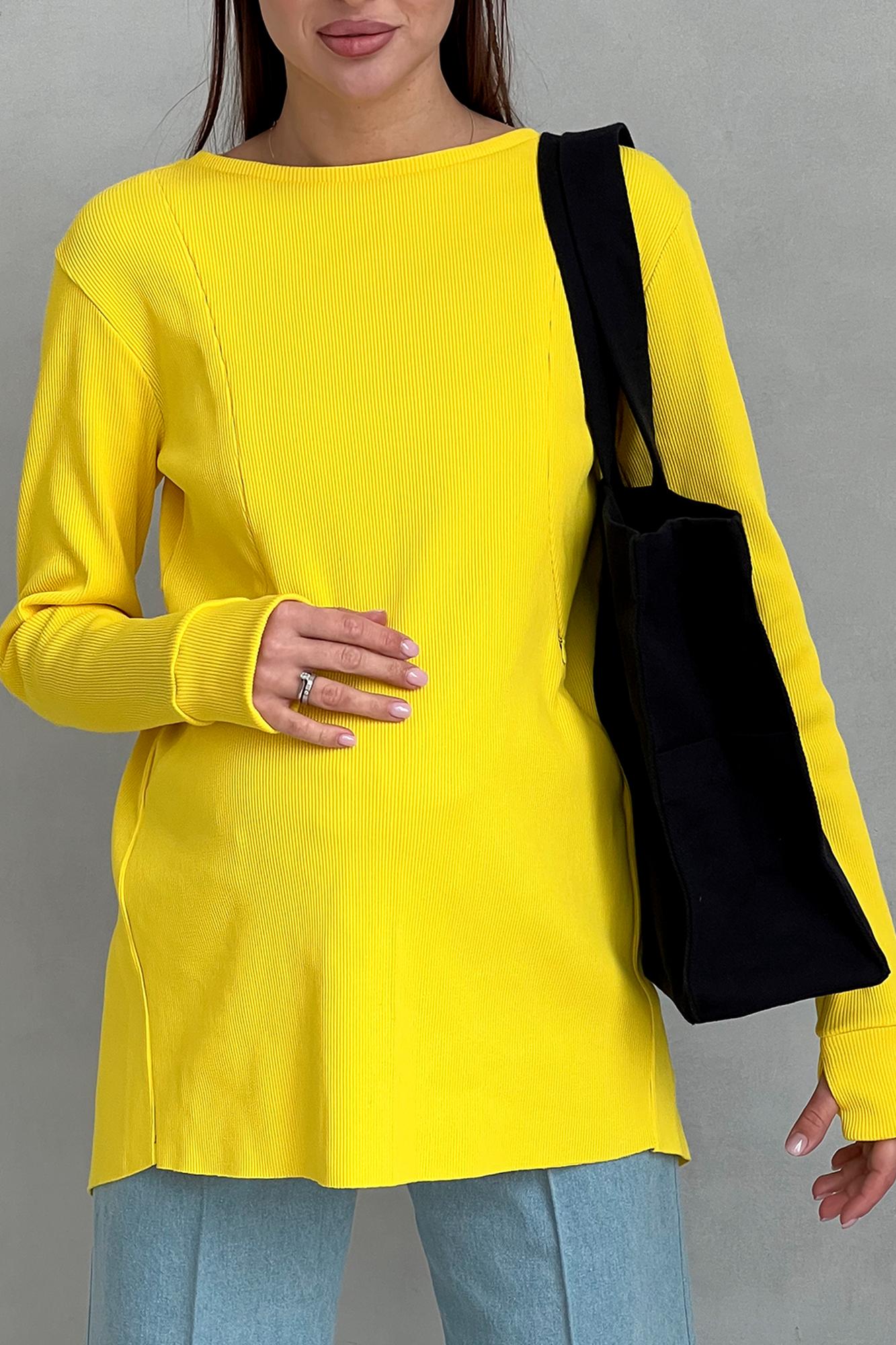 Желтый лонгслив с секретом для кормления «в рубчик» FOR BEST MAMA