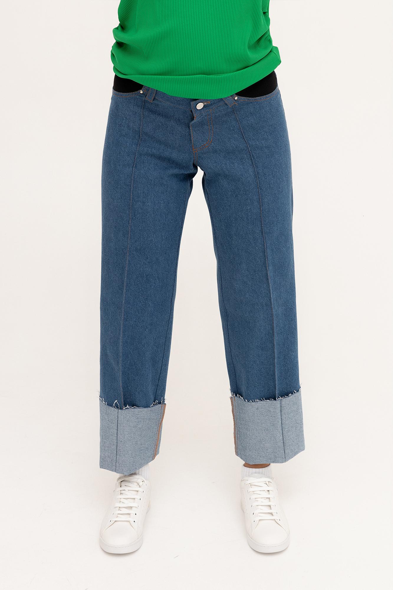 Синие джинсы с боковыми резинками FOR BEST MAMA