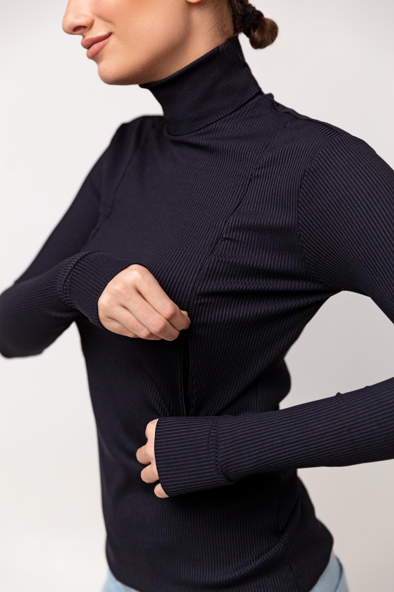 Черная водолазка для кормящих «лапша» FOR BEST MAMA