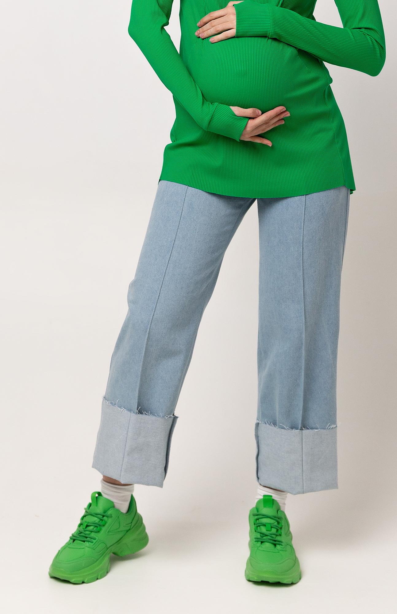 Голубые джинсы с боковыми резинками