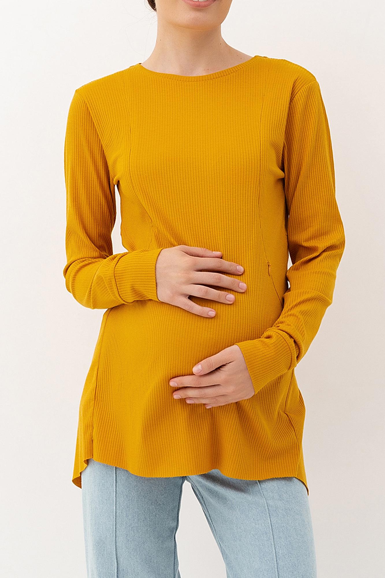 Горчичный лонгслив с секретом для кормления «лапша» FOR BEST MAMA