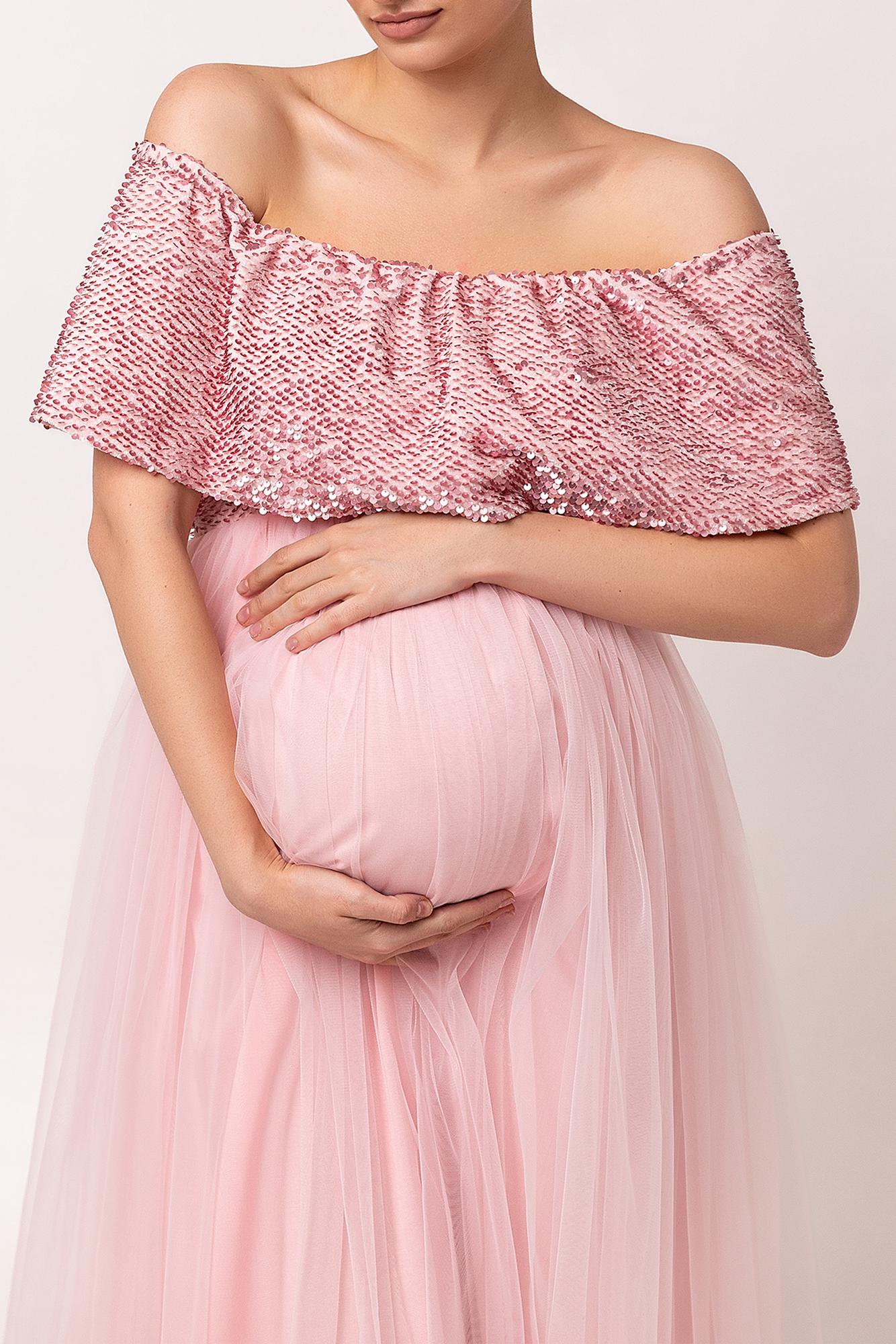 Платье с фатином и пайетками для беременных и кормящих