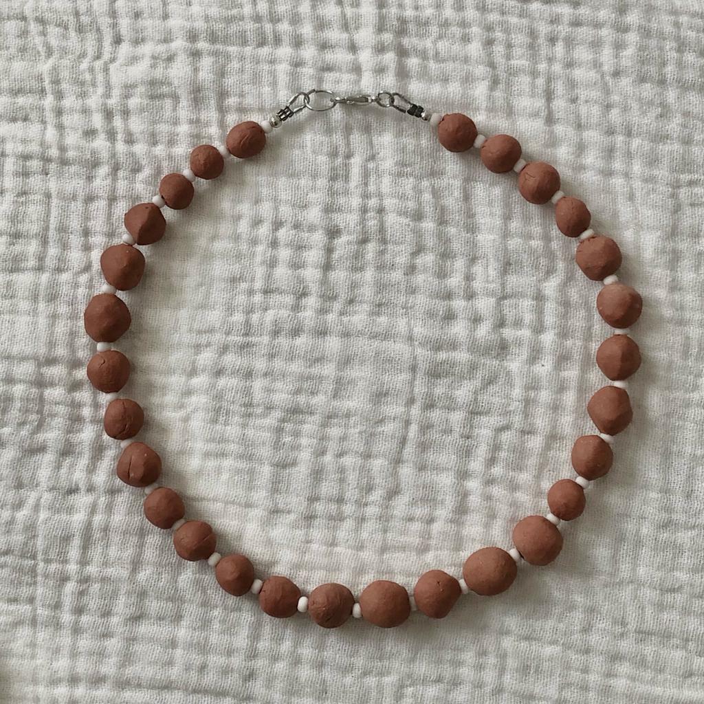Бусы-Чокер "Кирпичная Тишина" Из Глиняных Шариков