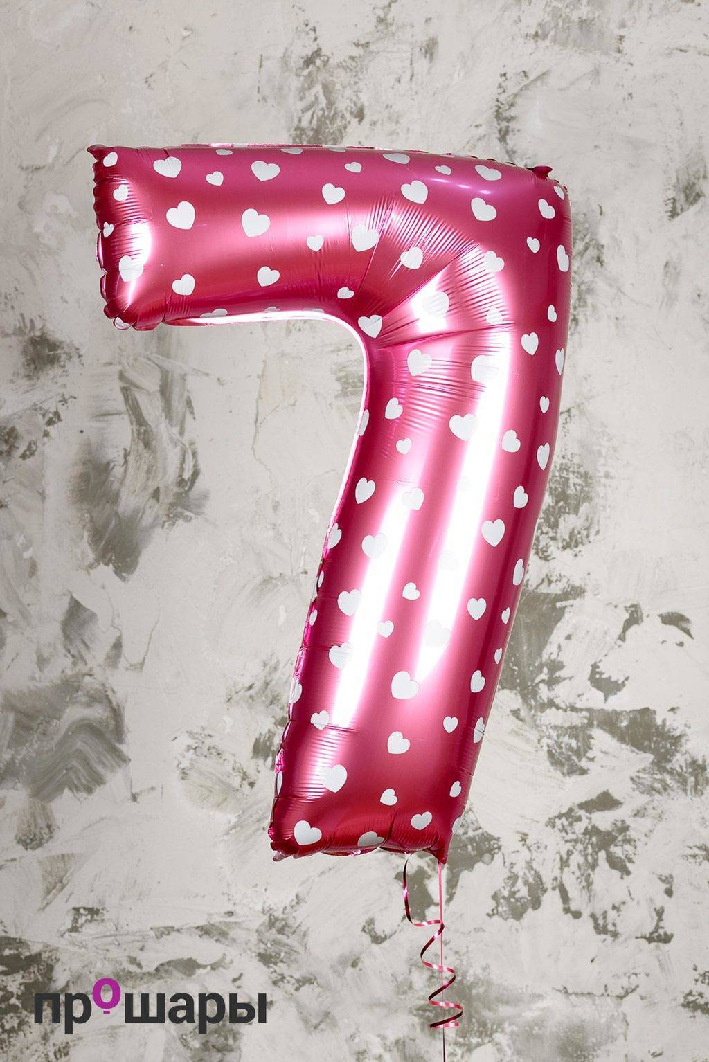 Цифра 7 фуксия сердца