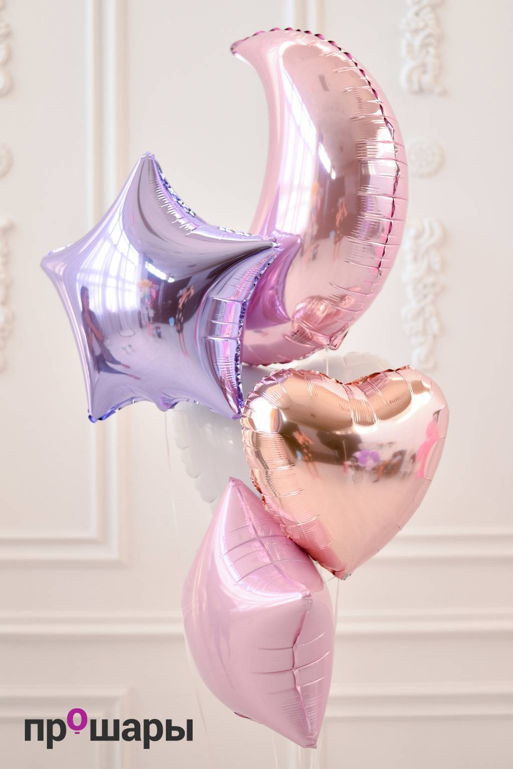 Фонтан из 5 шаров звёзды/сердца/полумесяц