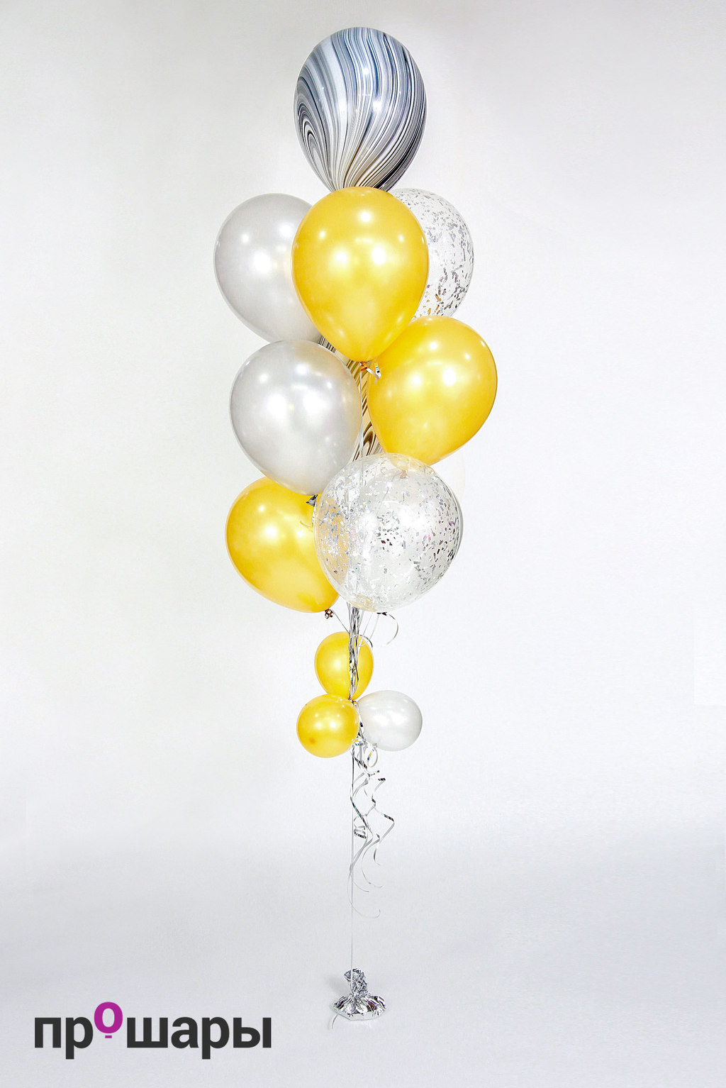 Фонтан из 9 шаров золото/серебро агат