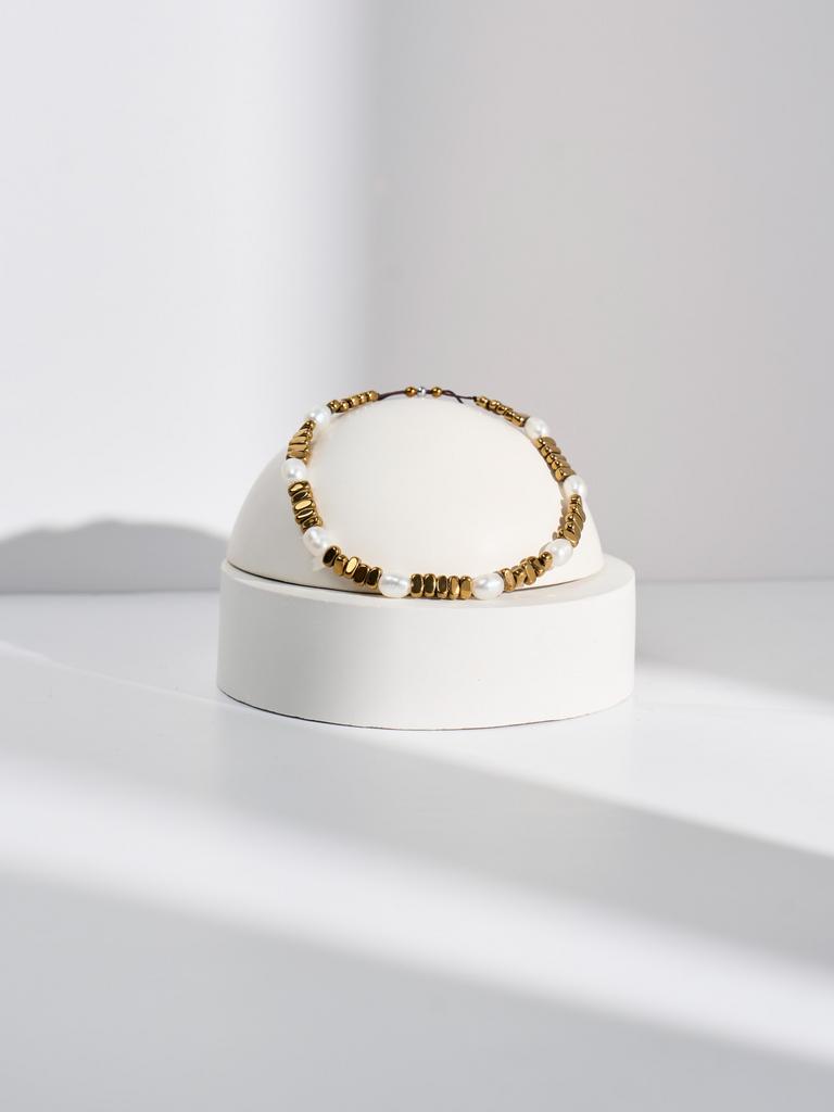 Браслет Ultra с жемчугом и золотым гематитом