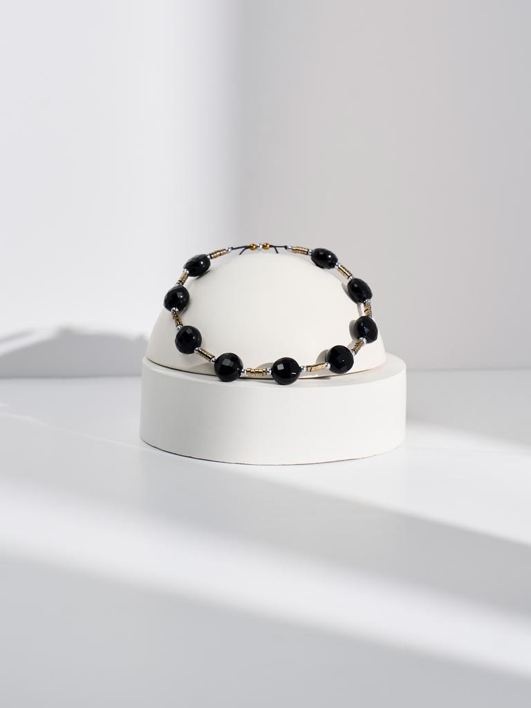Браслет S360 с черным агатом и золотым гематитом
