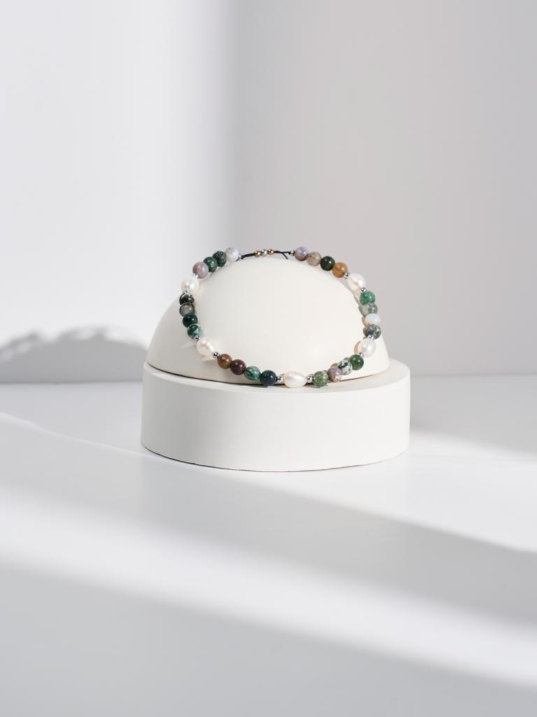 Браслет S360 с круглым моховым агатом