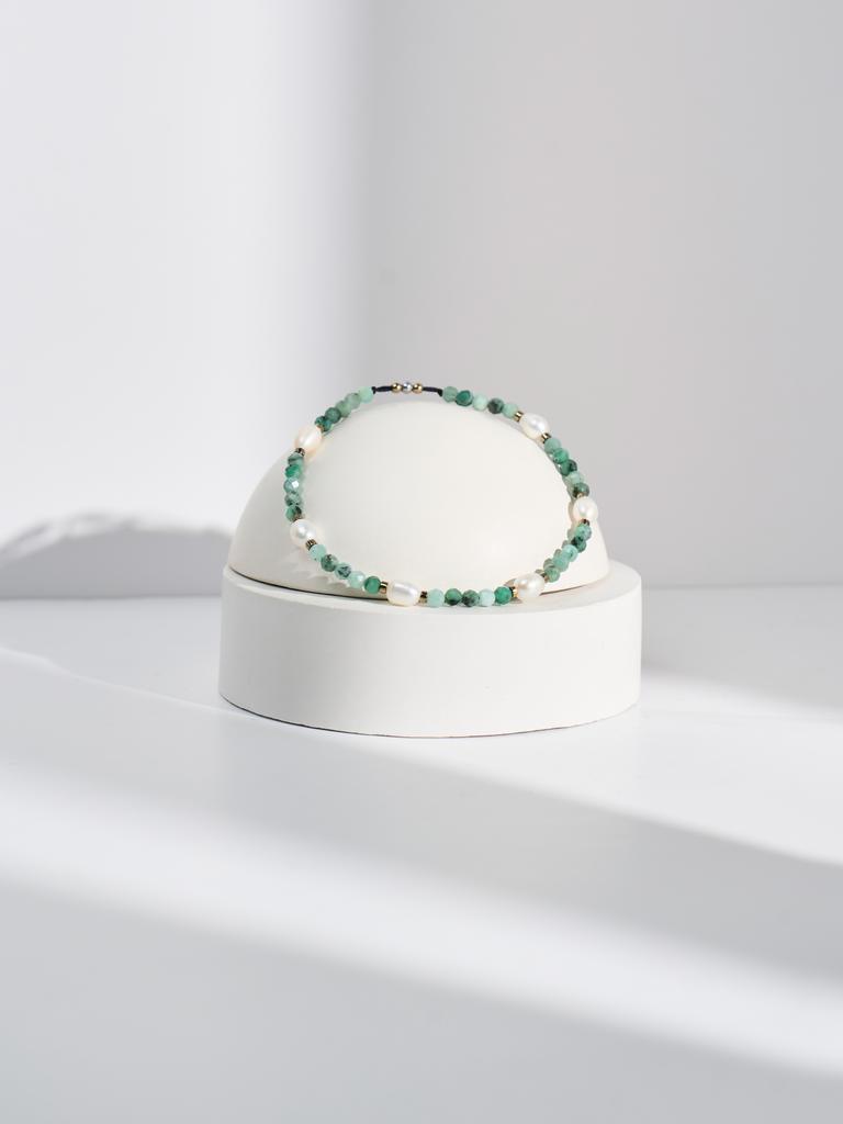 Браслет S360 с изумрудом и жемчугом