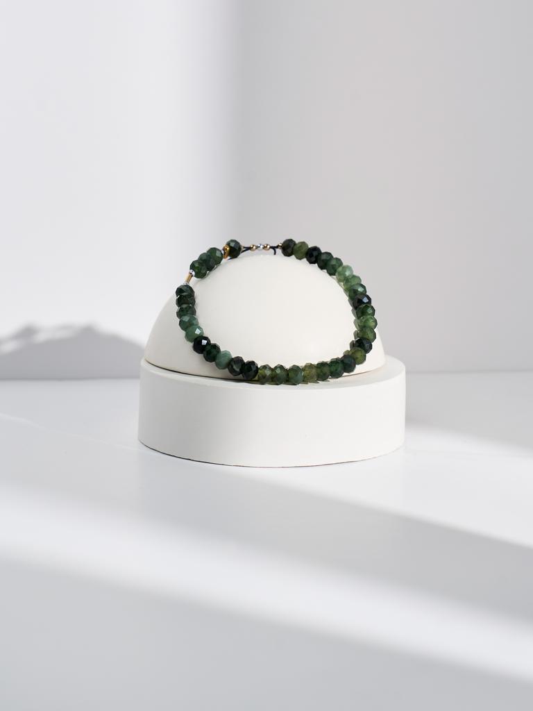 Браслет S360 с зеленым турмалином рондель