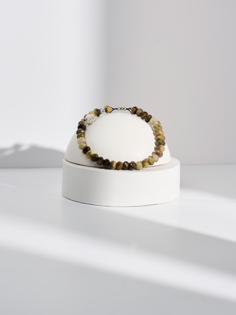 Браслет S360 с зеленым гранатом рондель