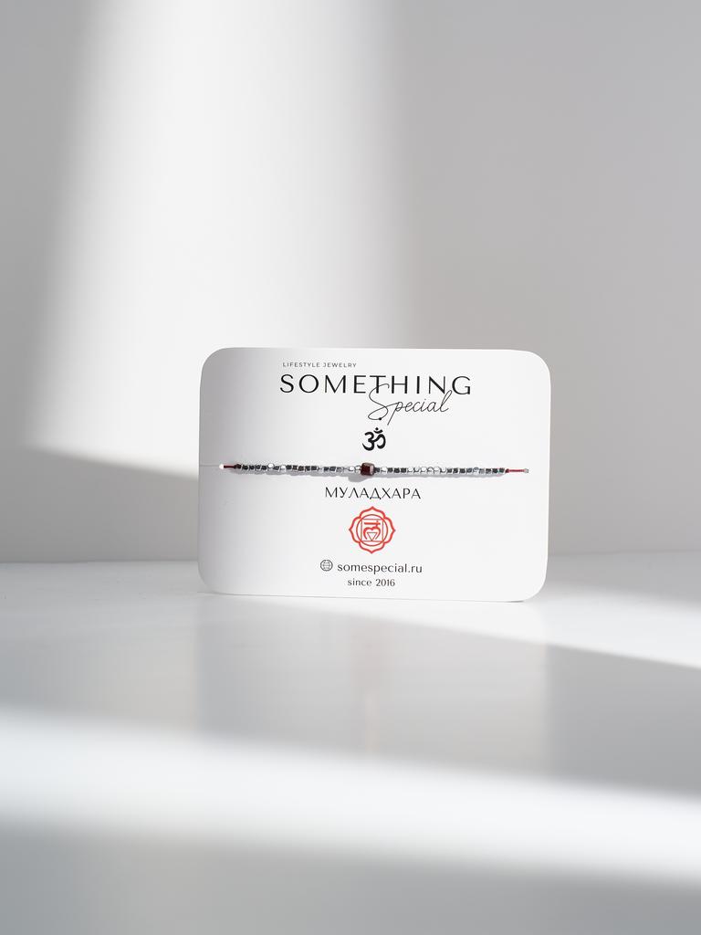 Браслет Long Чакра "Муладхара" с камнем гранат и гематитом