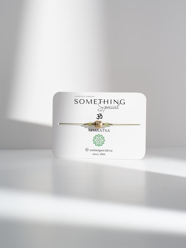 Браслет Midi Чакра "Анахата" с камнем хризолит и золотым буддой