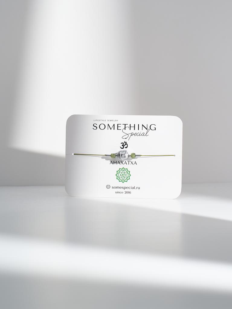 Браслет Midi Чакра "Анахата" с камнем хризолит и буддой