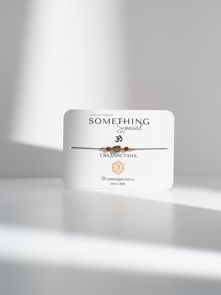 Браслет Midi Чакра "Свадхистана" с камнем сердолик и золотым мини буддой