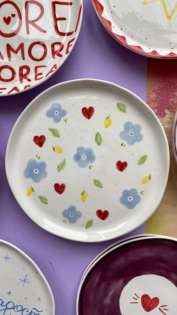 МАЛЕНЬКАЯ ТАРЕЛОЧКА с голубыми цветочками и лимонами