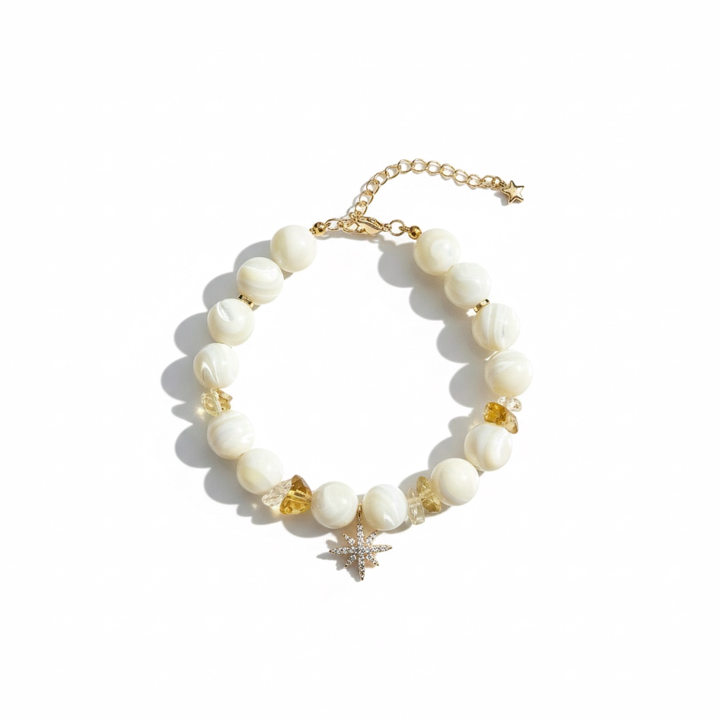 Браслет из перламутра и цитрина