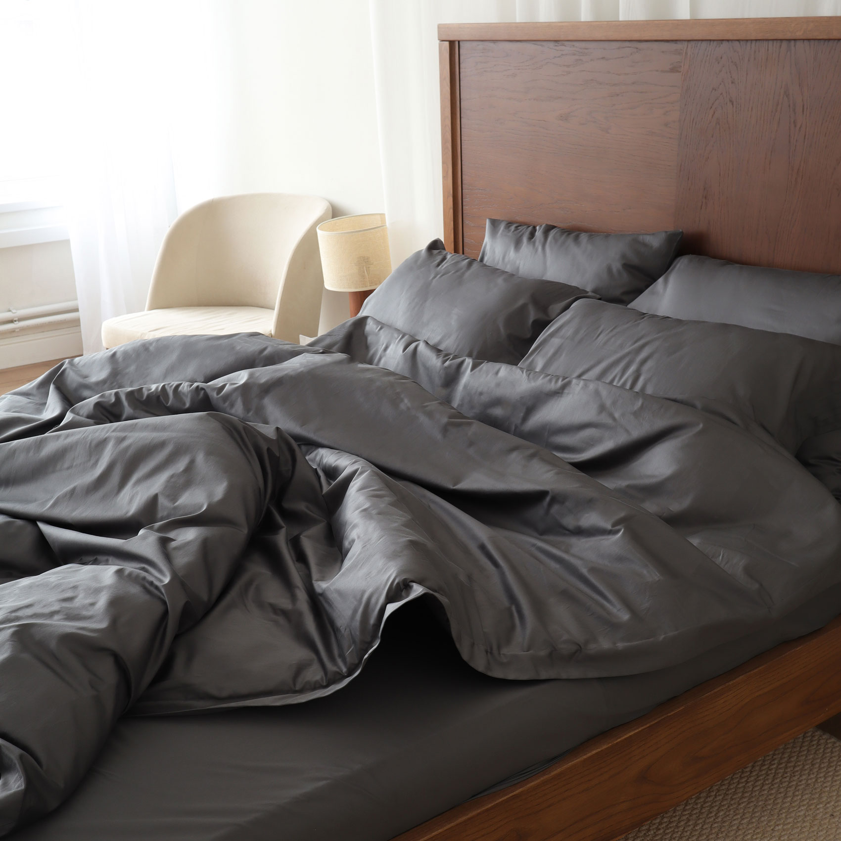 ПОДОДЕЯЛЬНИК ИЗ МАКО-САТИНА "GRAPHITE"