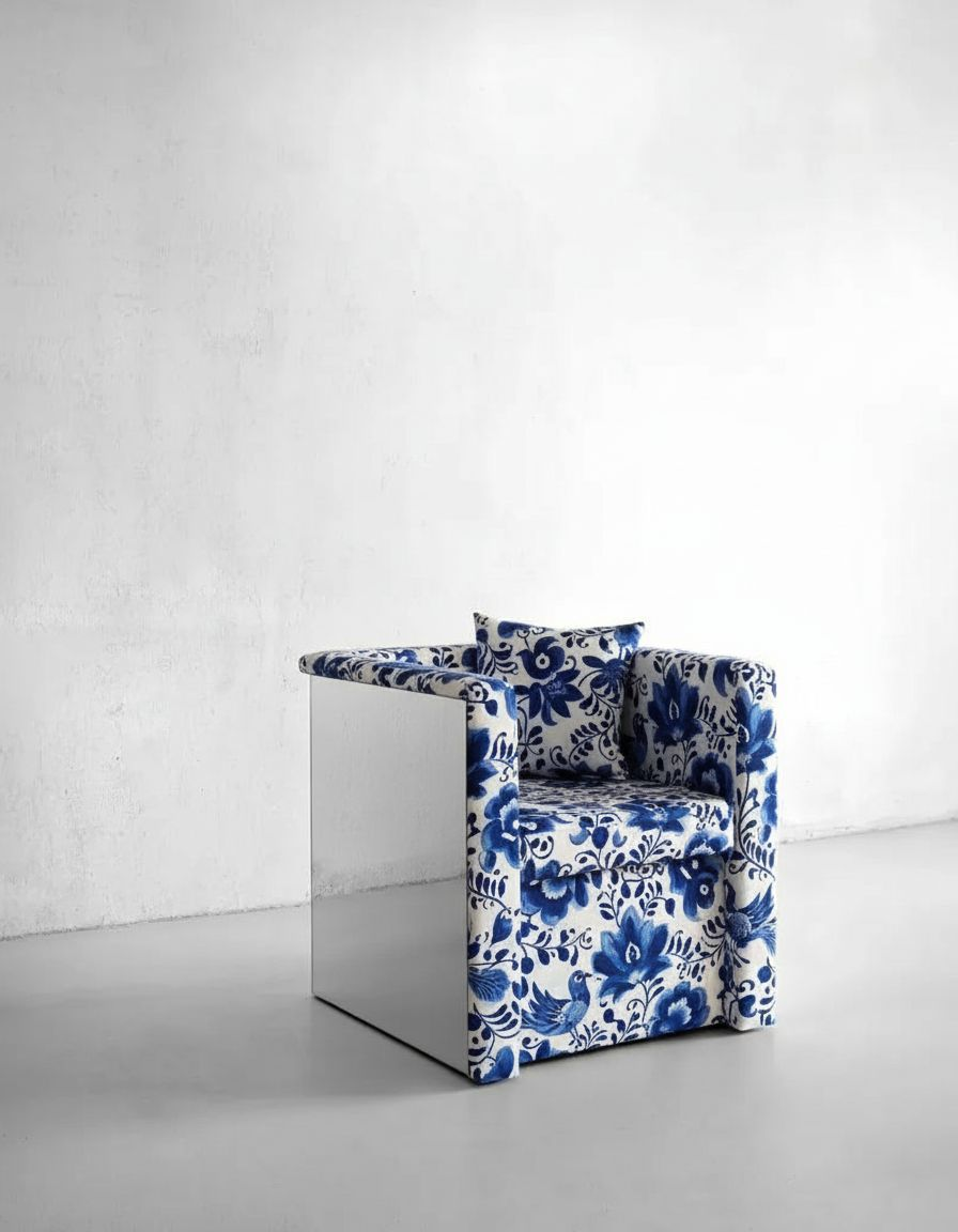 Кресло "CHROM" с зеркальными вставками коллекция Гжель