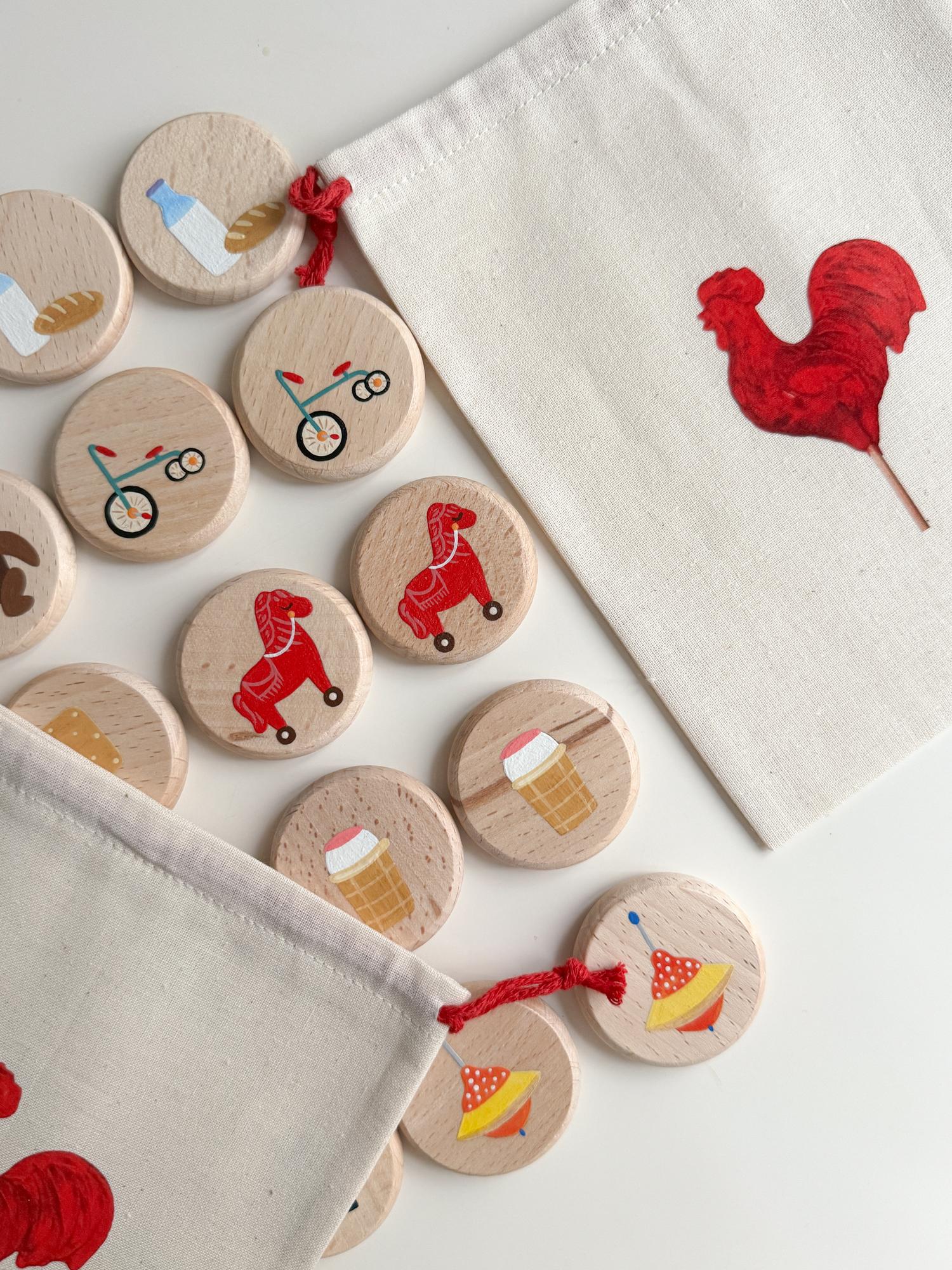 Мемори —деревянные фишки -игра