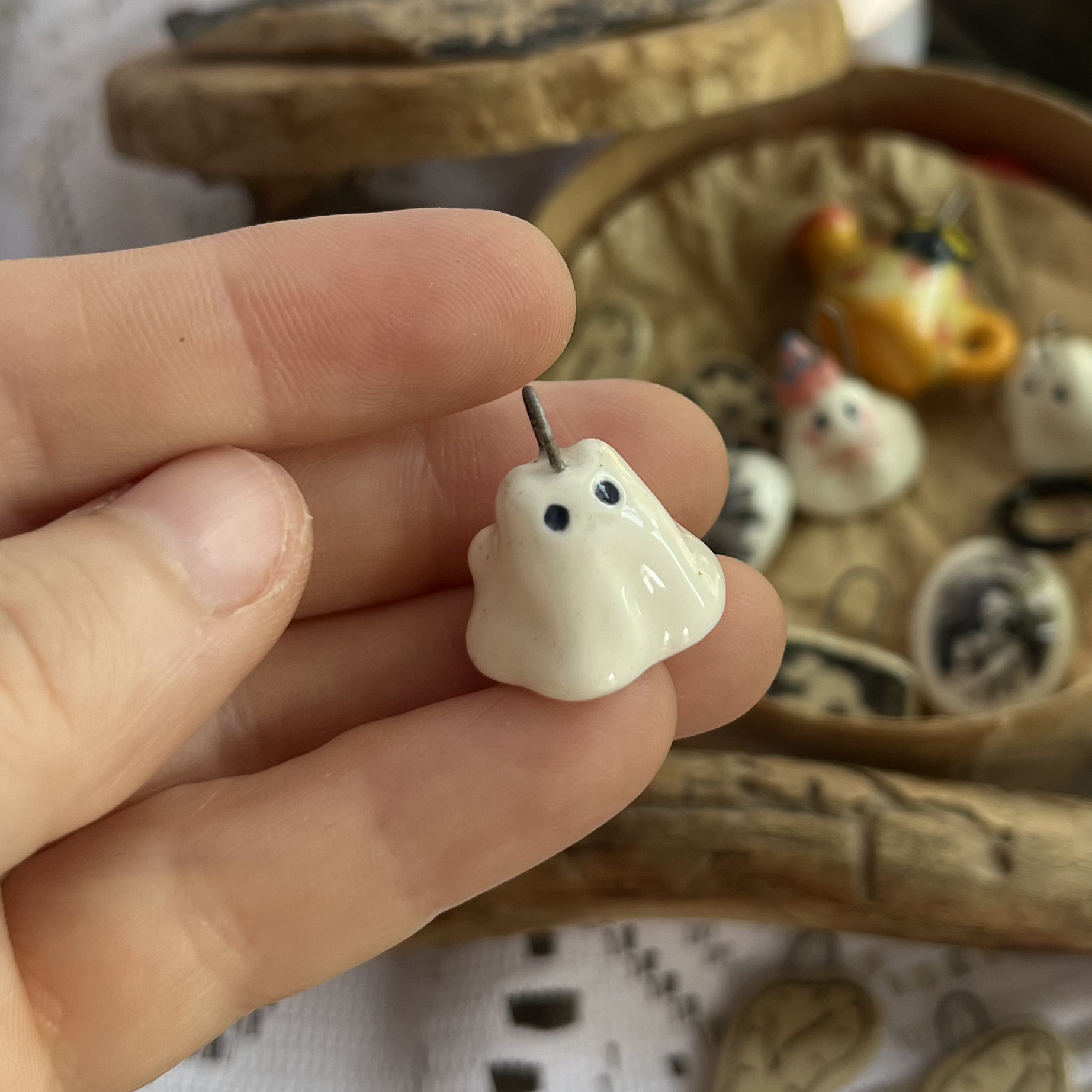 Кулончик/моносерьга призрак-котик поменьше