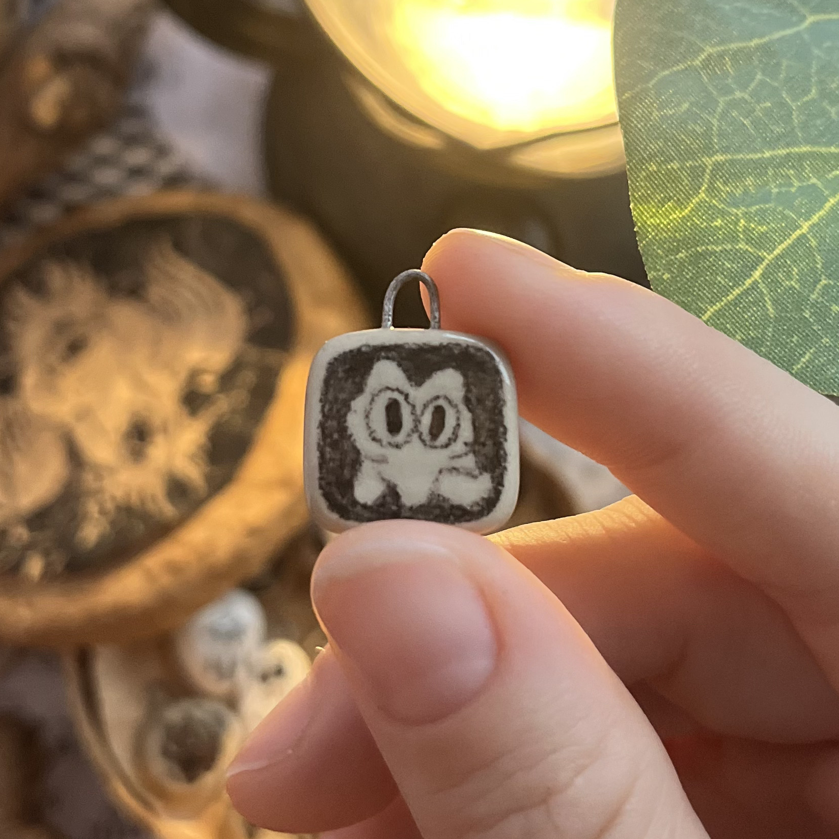 Кулончик/моносерьга беленький котик