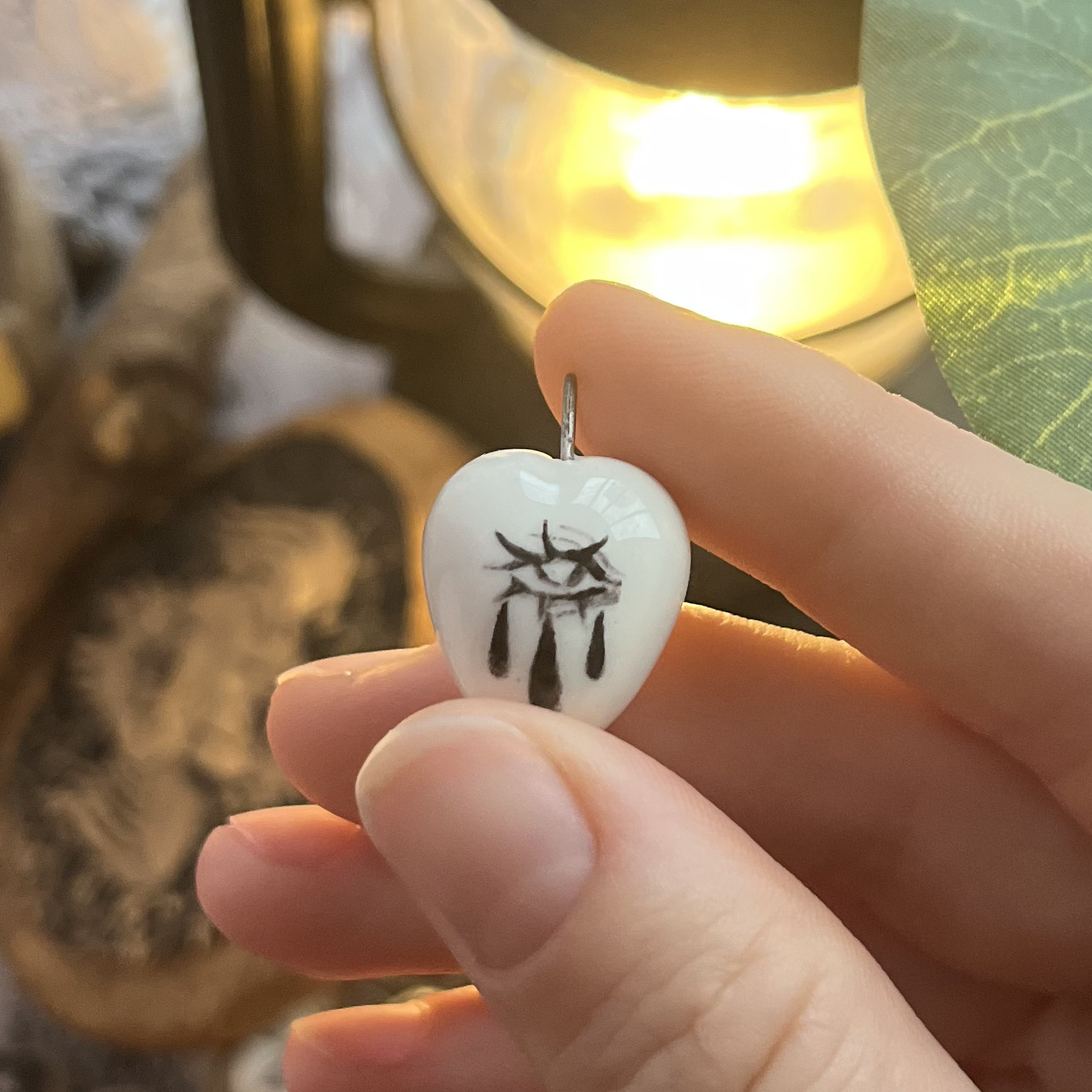 Кулончик/моносерьга сердце с глазом