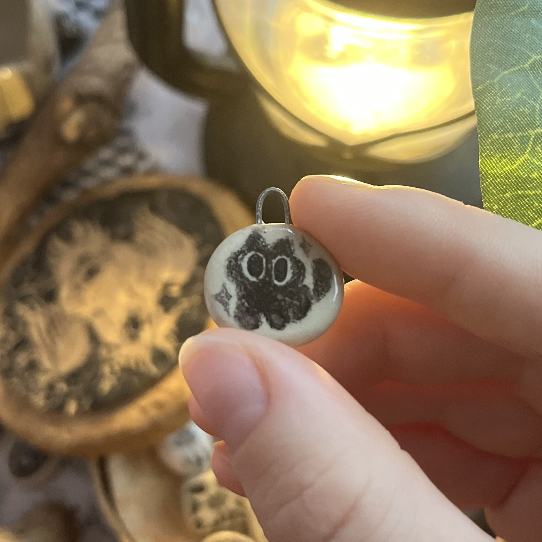 Кулончик/моносерьга с чёрным котиком