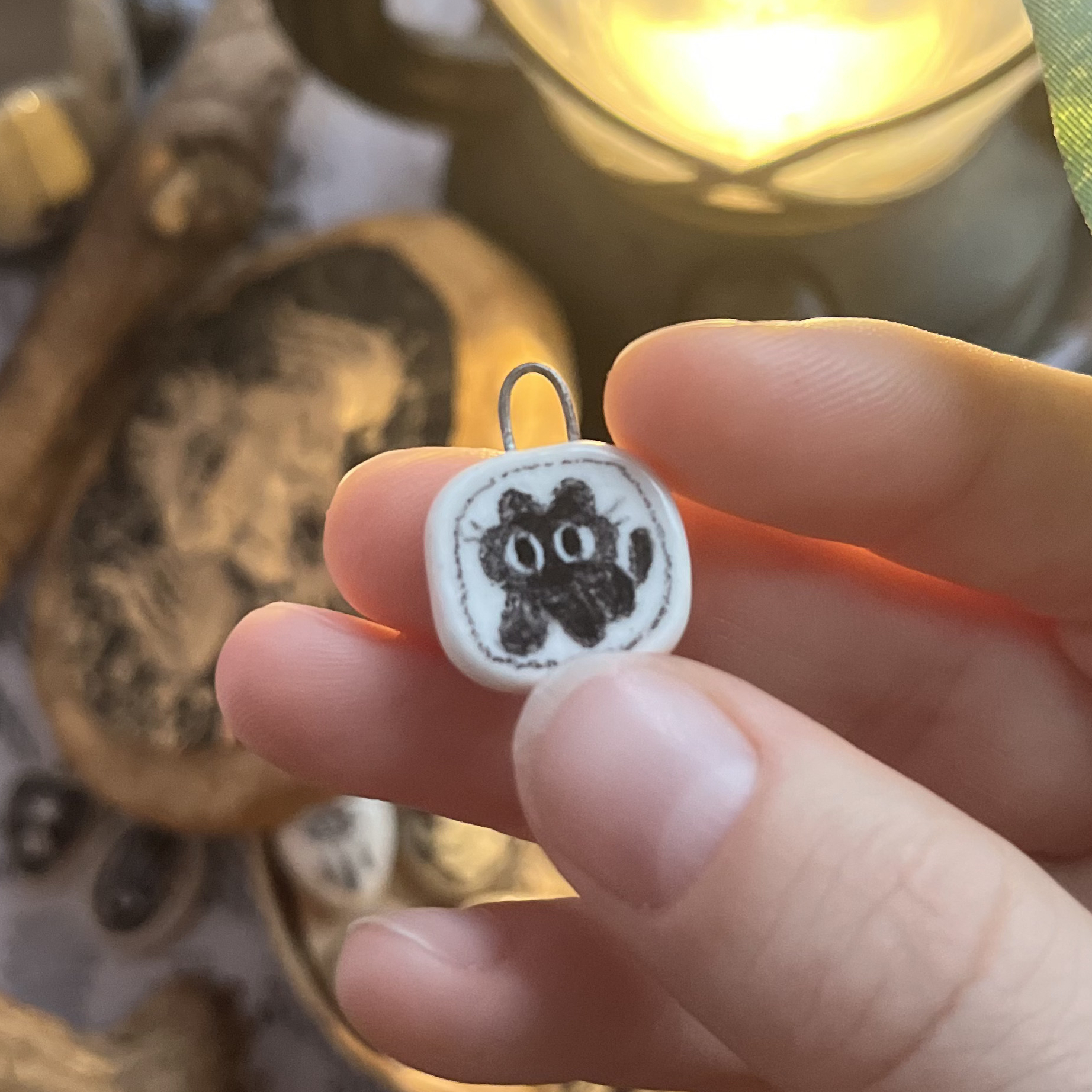 Кулончик/моносерьга с котиком в рамочке