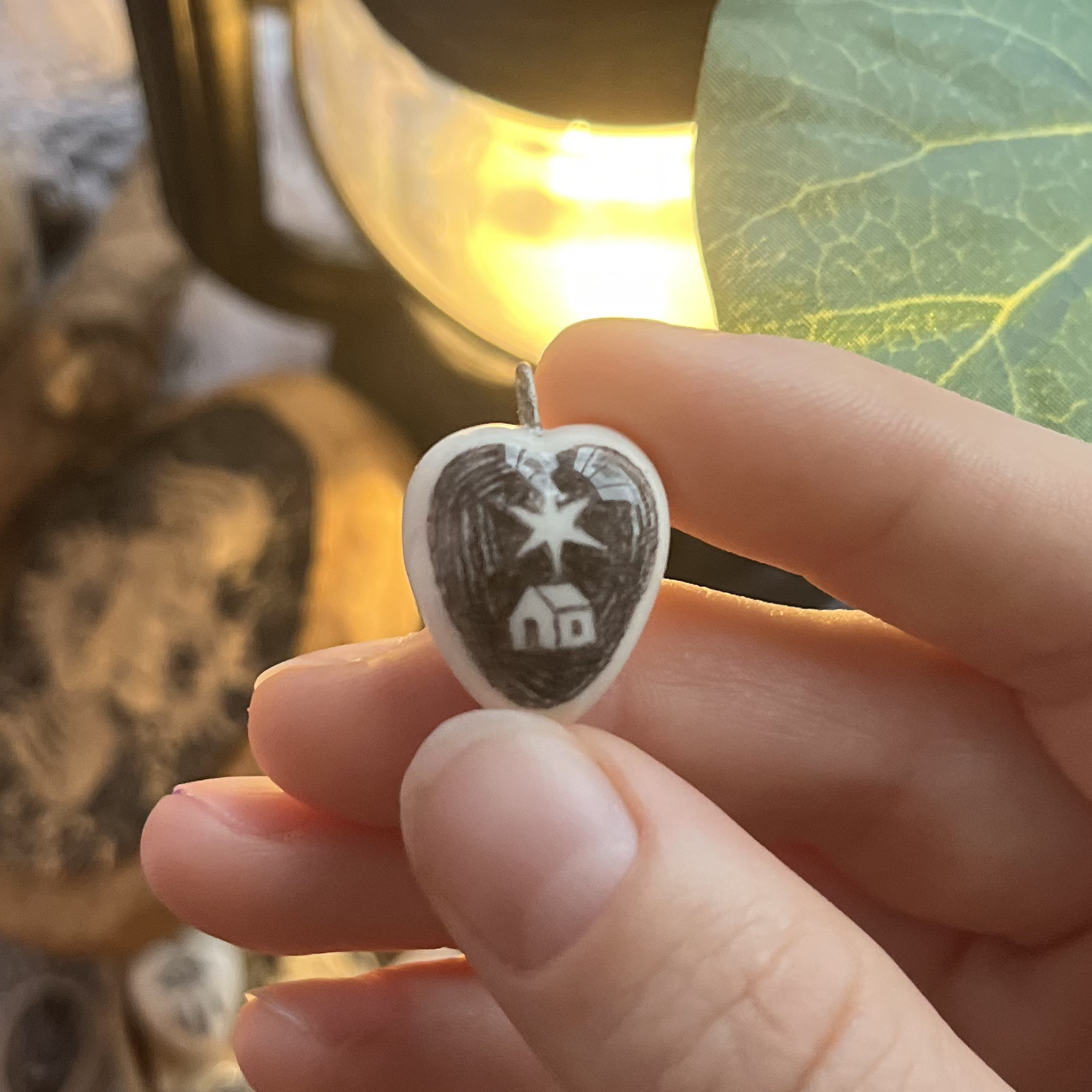 Кулончик/моносерьга сердце с домиком и звездой ✶