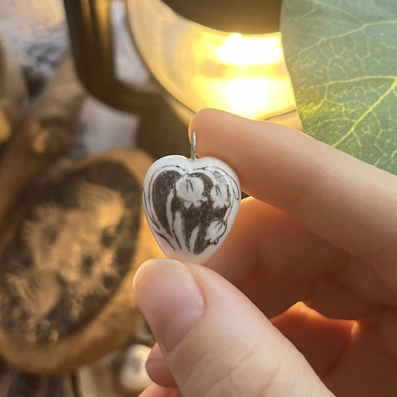 Кулончик/моносерьга сердце с цветами