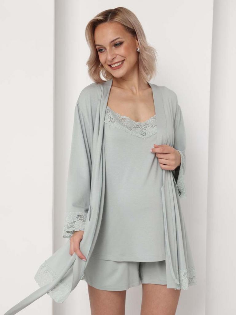 Комплект с шортами для беременных и кормящих , шалфей