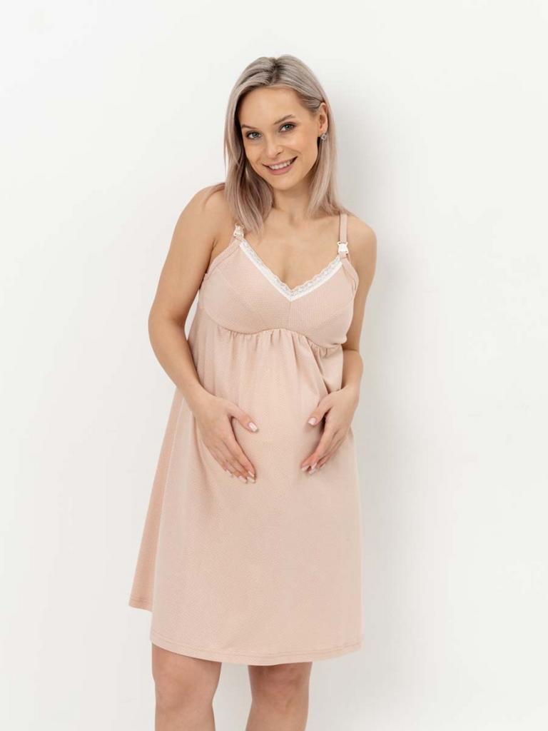 Сорочка для беременных и кормящих, пшеничный/молочный