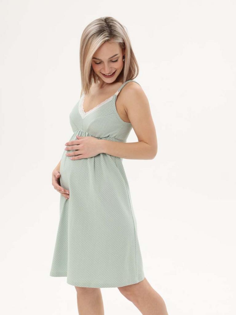 Сорочка для беременных и кормящих, светло-зеленый/молочный