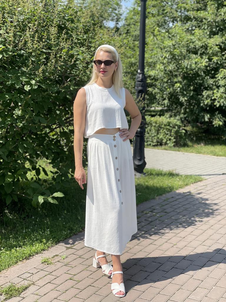 Костюм с юбкой, лен