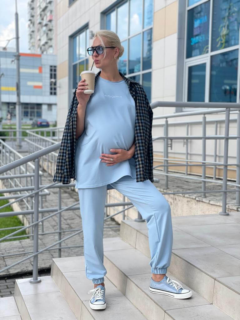 Джоггеры трикотажные, голубые