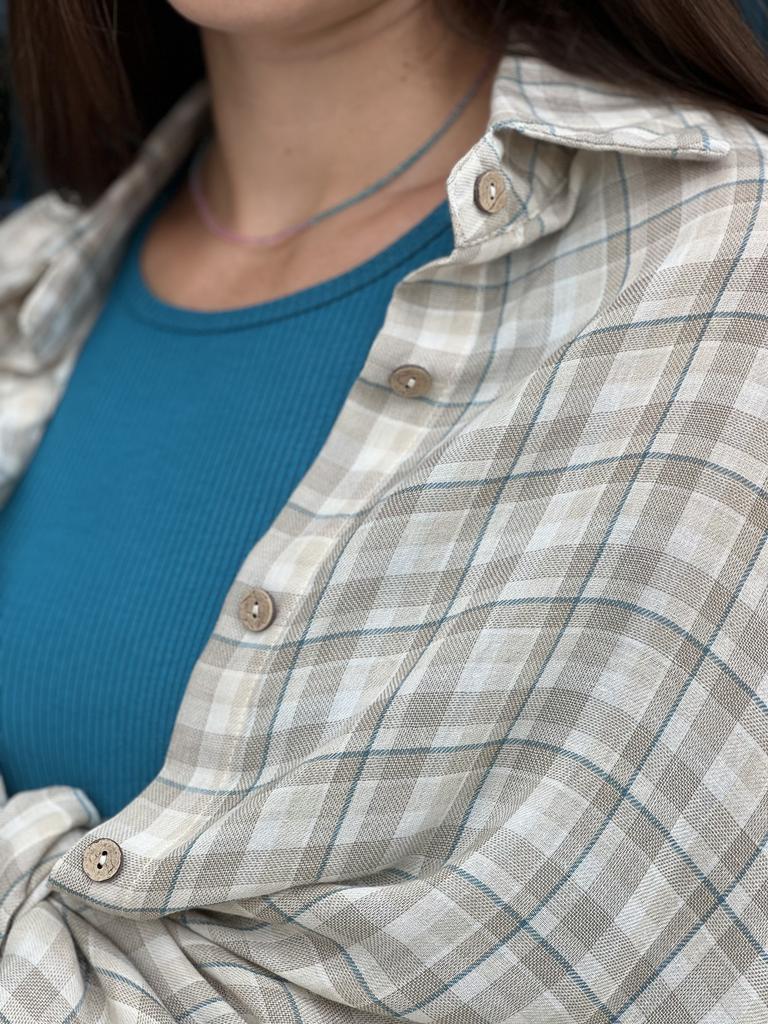 Рубашка тонкая, клетка