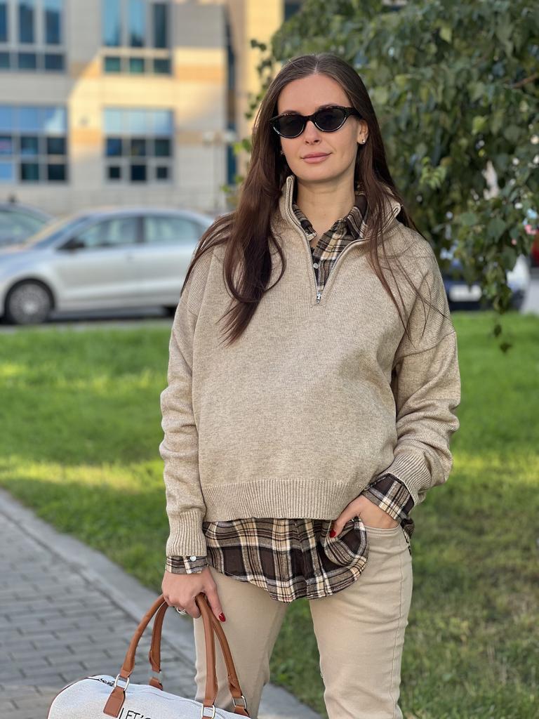 Рубашка клетка, коричневая