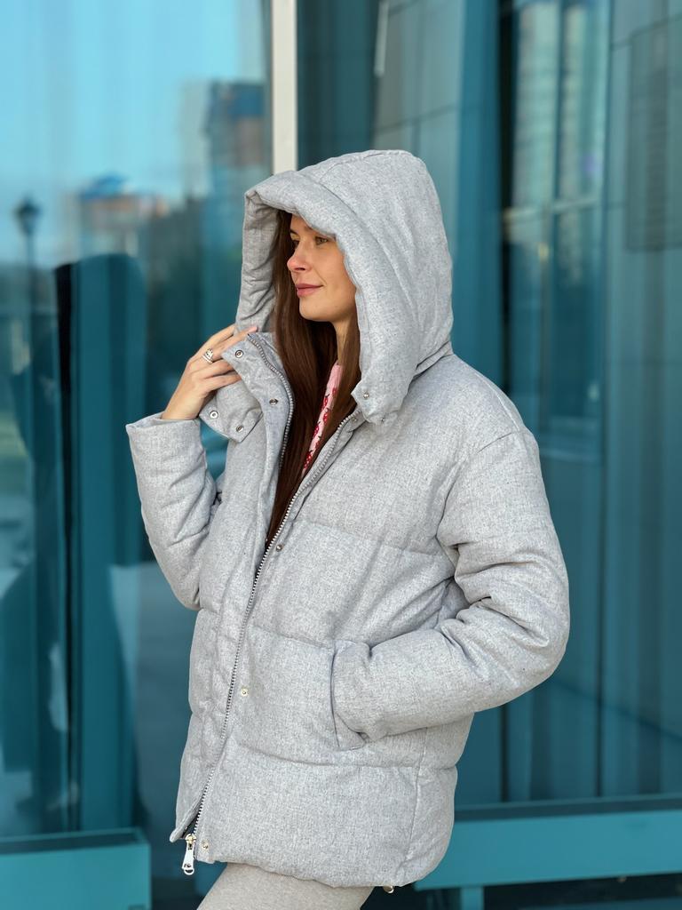 Куртка с хлопковым покрытием, светло-серая