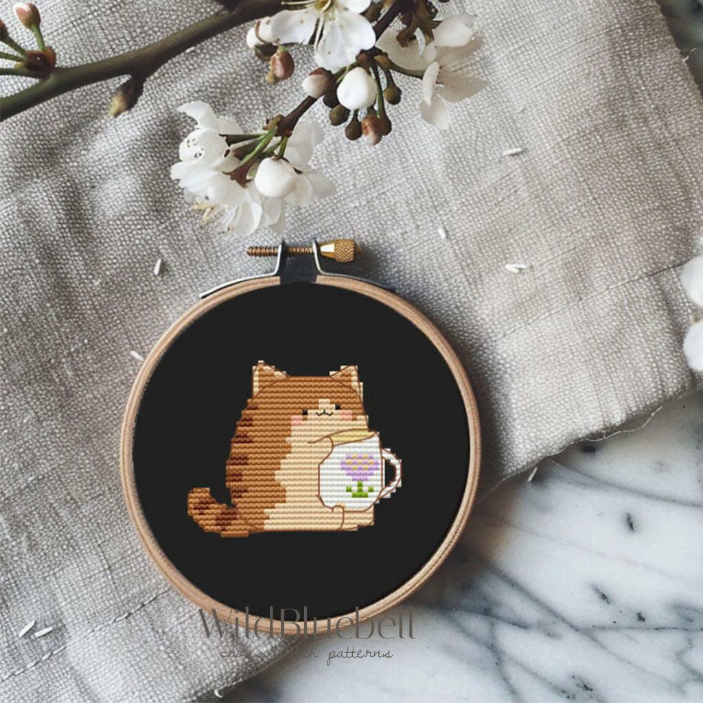 Глоток тепла. Электронная схема вышивки крестиком