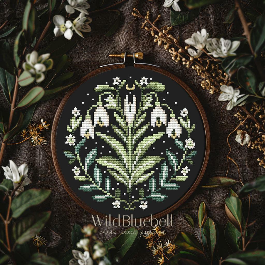 Подснежники. Электронная схема вышивки крестиком