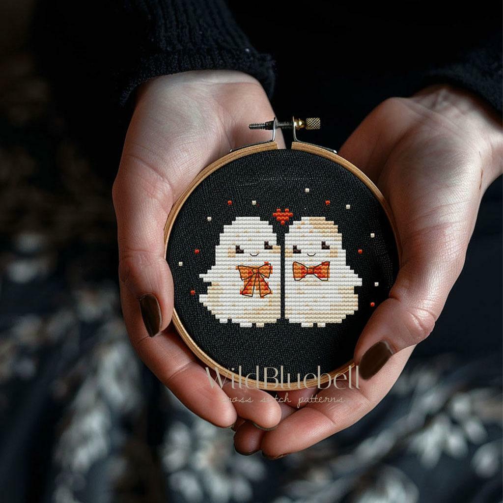 Весенние привидения. Электронная схема вышивки крестиком