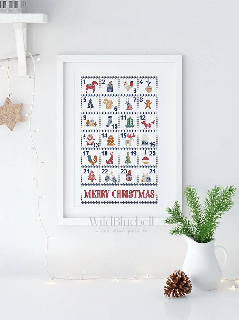 Сканди адвент-календарь. Электронная схема вышивки крестиком