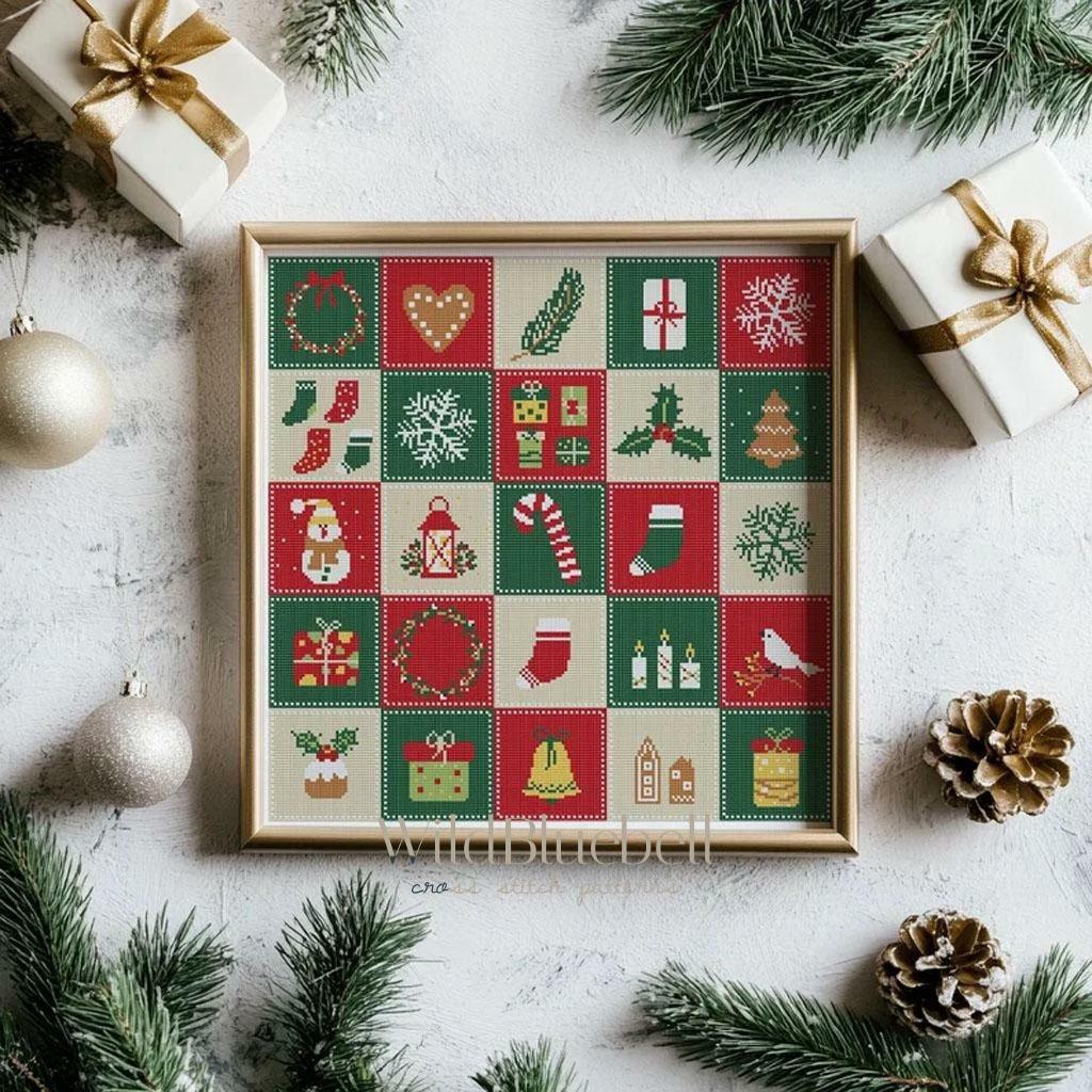 Рождественский календарь. Электронная схема вышивки крестиком