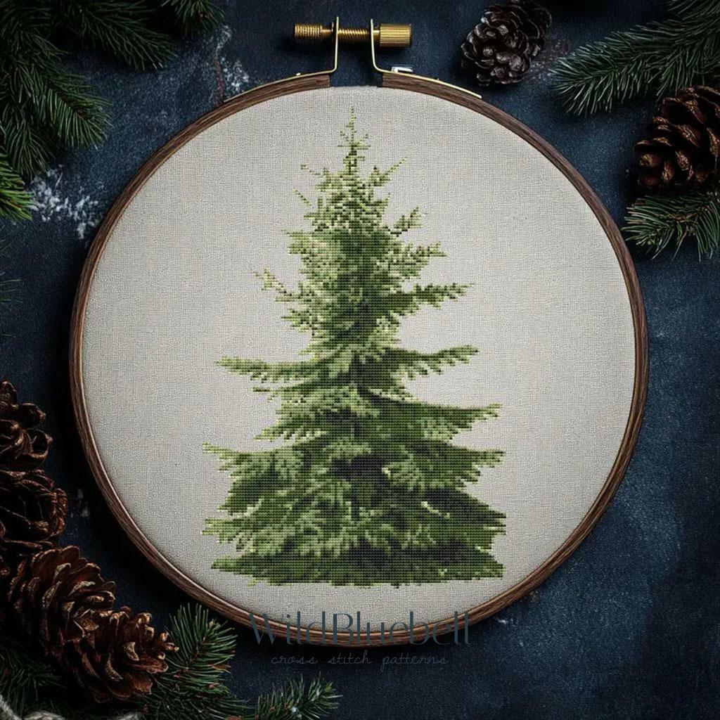 Классическая елка. Электронная схема вышивки крестиком