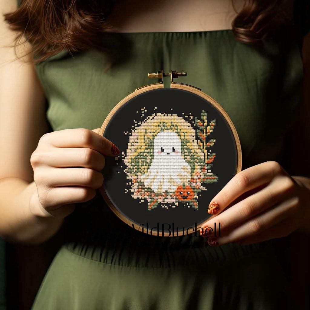 Милое привидение. Электронная схема вышивки крестиком