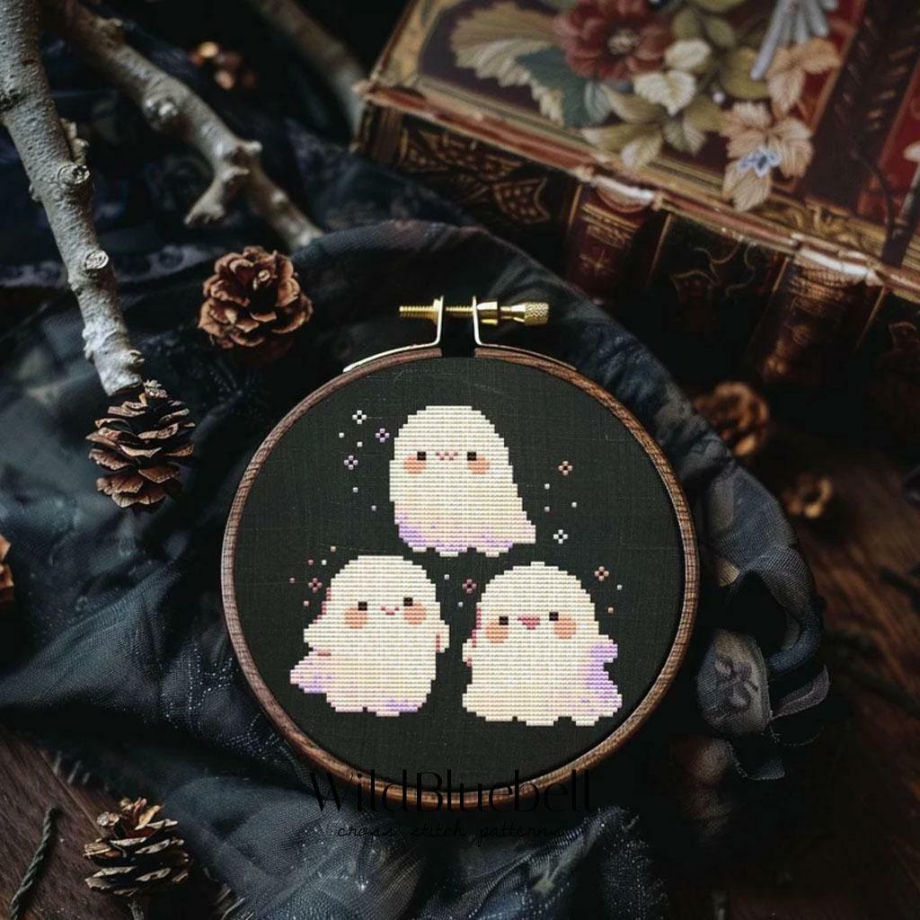 Три привидения. Электронная схема вышивки крестиком