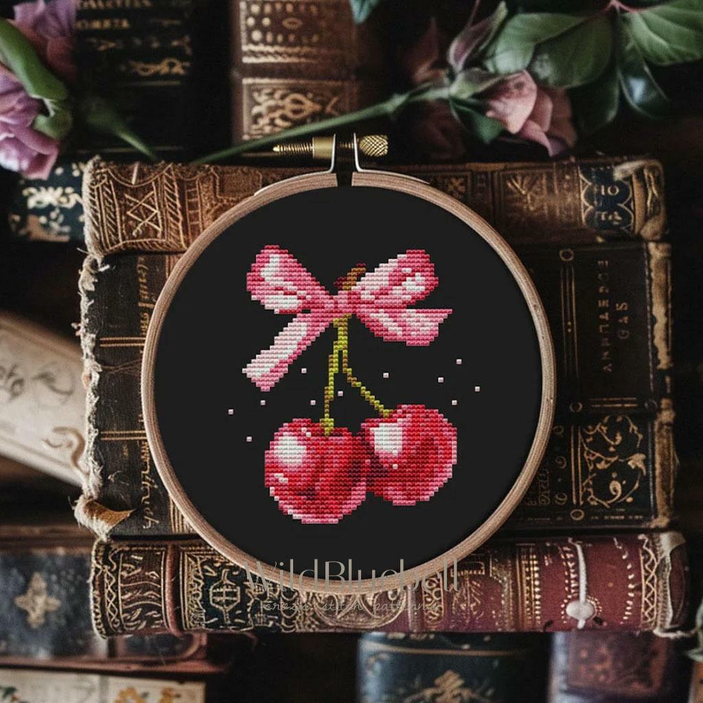 Вишенки. Электронная схема вышивки крестиком