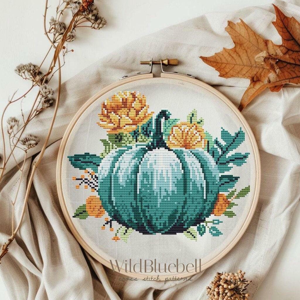 Бирюзовая тыква. Электронная схема вышивки крестиком